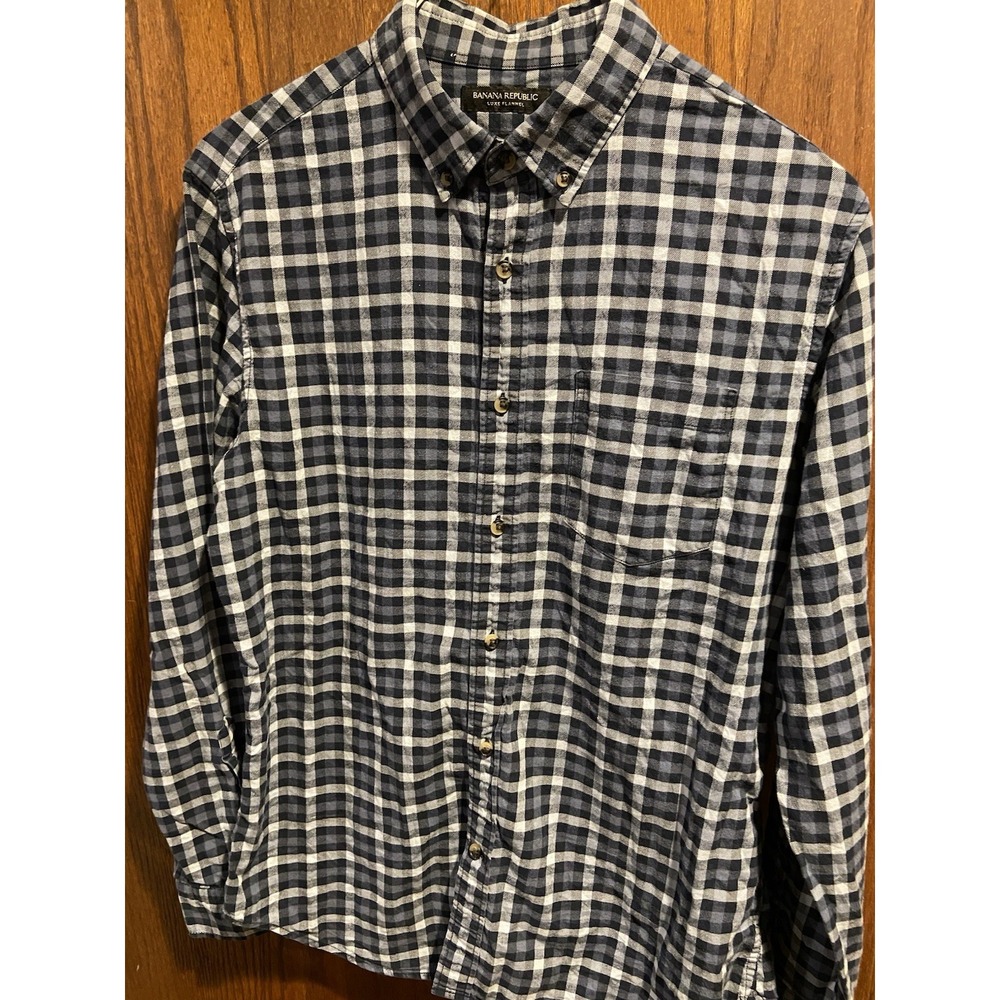 Banana republic Luxe flannel grant fit size medium blue long sleeve shirt